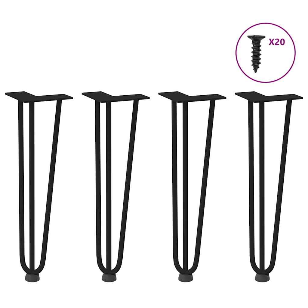 Hairpin Table Leg Black Solid Steel 16.5 in tall Adjustable Feet