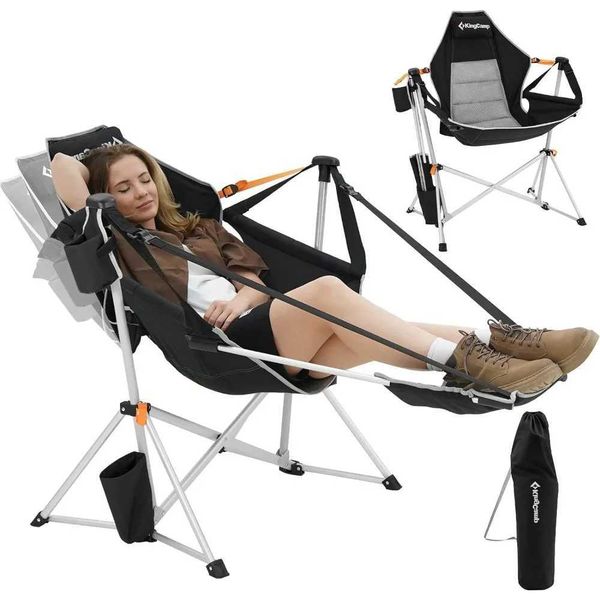 Hammock camping chair with adjustable aluminum alloy backrest, foldable rocking seat W241111