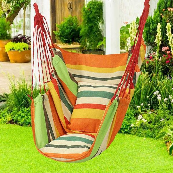 Hammock chair with 200KG capacity, ideal for outdoor relaxation in gardens, porches, beaches, or camping
