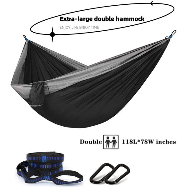 Hammocks Oversized Double Camping Hammock with Portable Tree Straps - 210T Nylon Travel Hammock, Lightweight Parachute Design