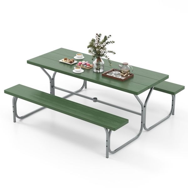 HDPE picnic table with benches seating 8 people