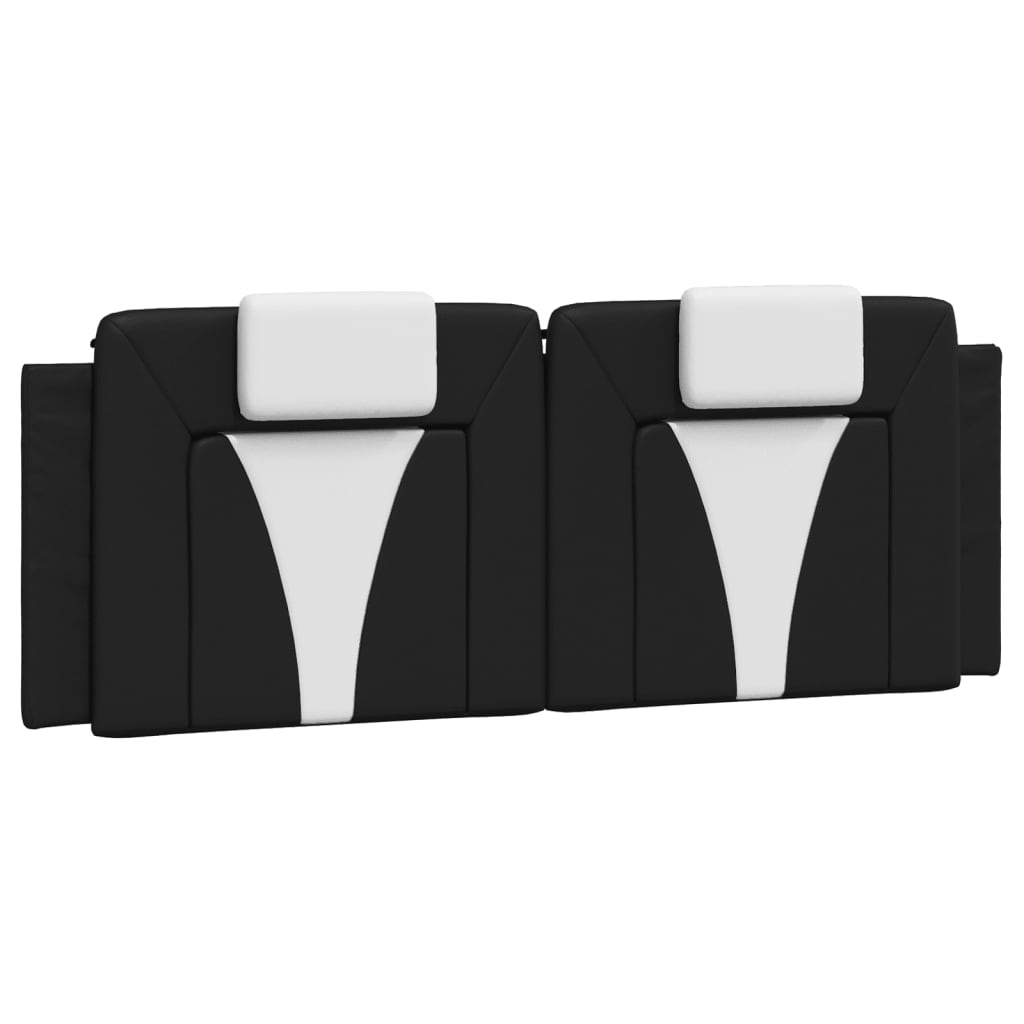 Headboard Cushion Black and White Faux Leather 54 in Double