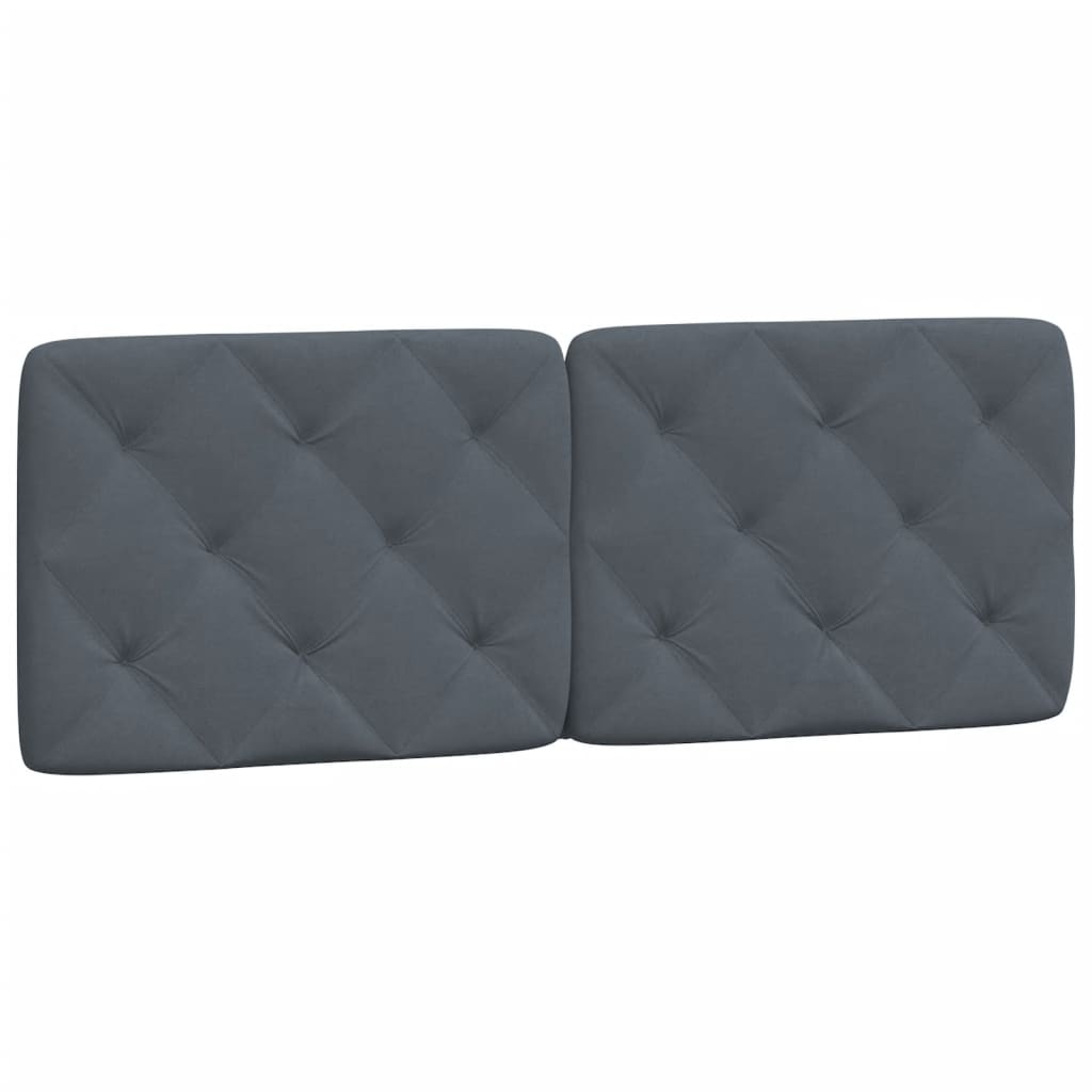 Headboard Cushion Dark Grey Velvet, Foam 53.9 in mattress width
