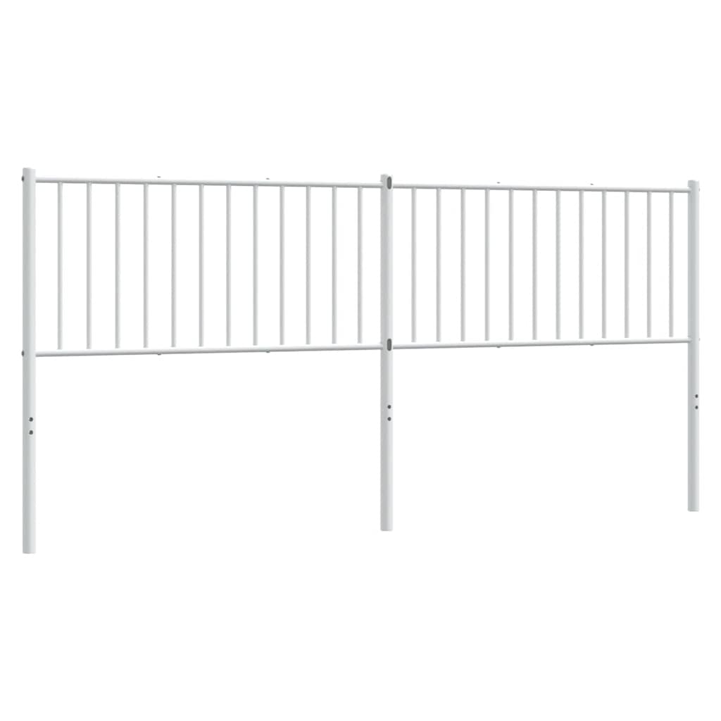 Headboard White Powder-Coated Steel Double Bed