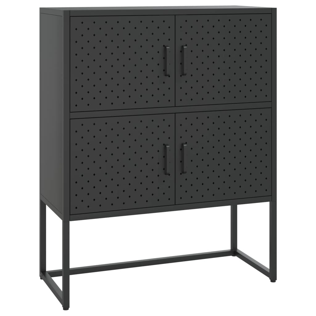 Highboard Black Steel 31.5 x 13.8 x 39.4 in Levelers Highboard