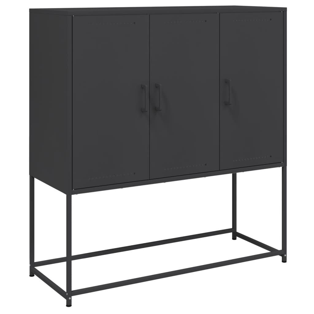 Highboard Black Steel Medium Highboard Rectangular Industrial