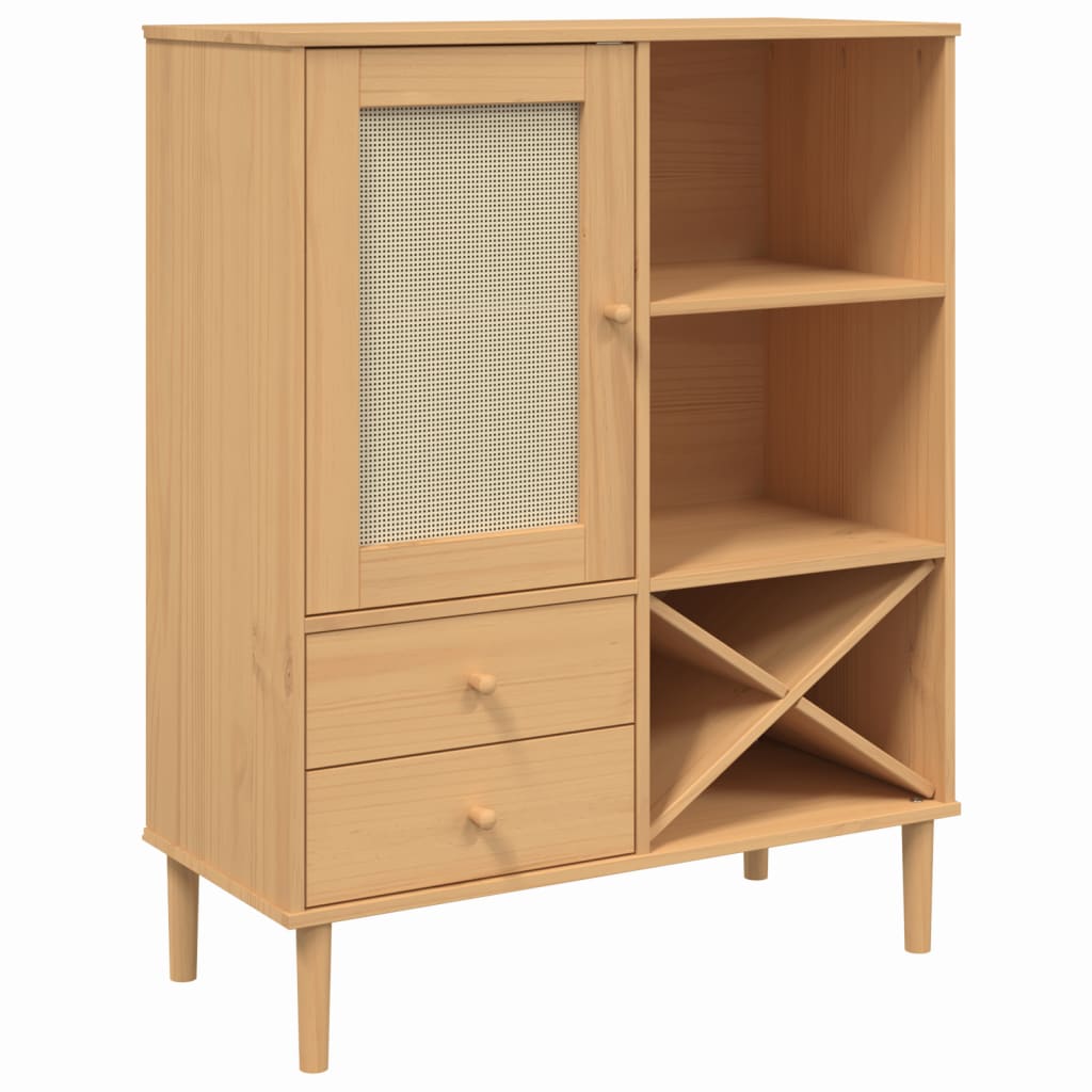 Highboard Brown Solid pine wood 35.4 x 15.7 x 44.1 in Highboard