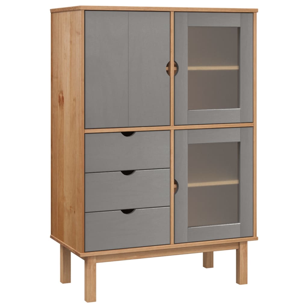 Highboard Brown Solid pine wood, engineered wood