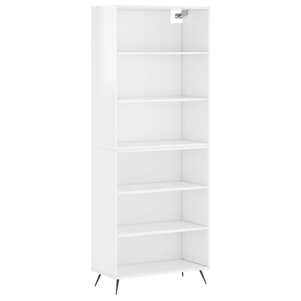 Highboard High Gloss White 27.4x12.8x70.9" Engineered Wood