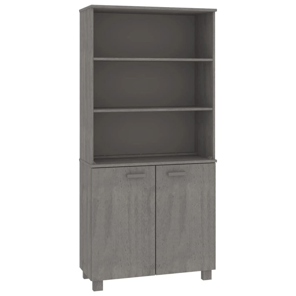 Highboard Set of 2 Light grey Solid pine wood, MDF Medium