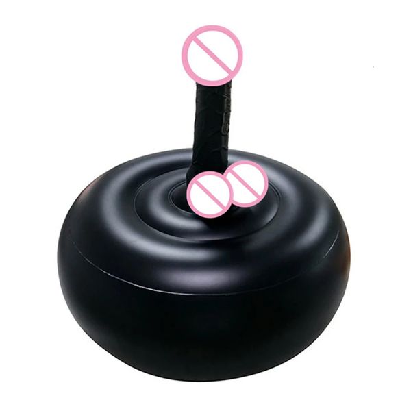 Inflatable female masturbator cushion fits a fake penis for convenient storage and cleaning in 3P couples and flight scenarios