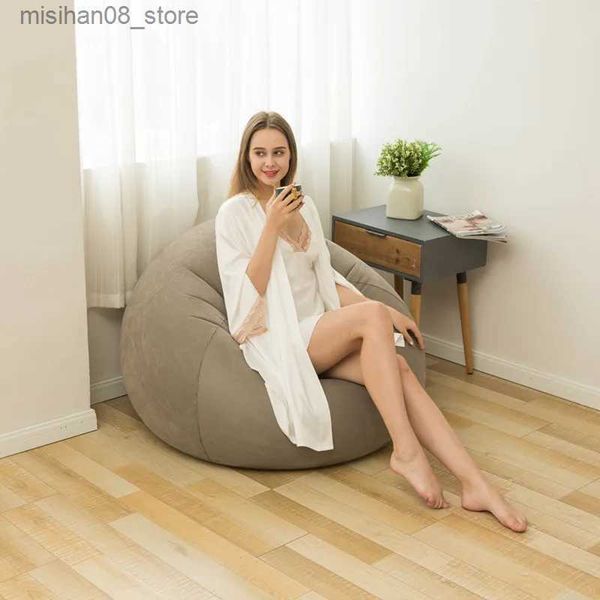 Inflatable flocking sofa, a foldable single lazy chair perfect for outdoor leisure as a bean bag