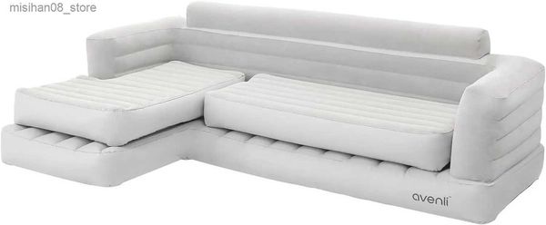 Inflatable L-shaped sectional couch in white, perfect for cozy corners