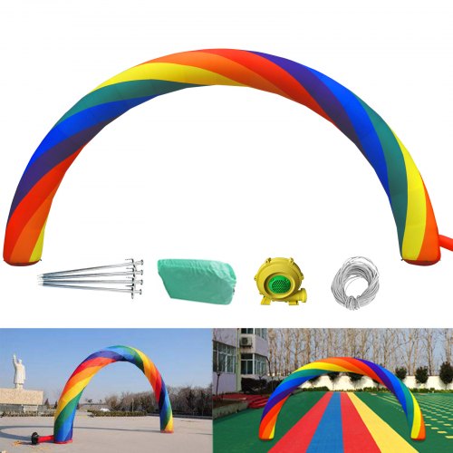 Inflatable Rainbow Arch 26ftx10ft (8x4m) with 350W Motor for Advertising, Parties, and Event Decorations