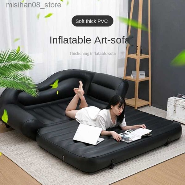 Inflatable sofa bed for outdoor use, doubles as a folding couch or princess chair, perfect for living room lounging