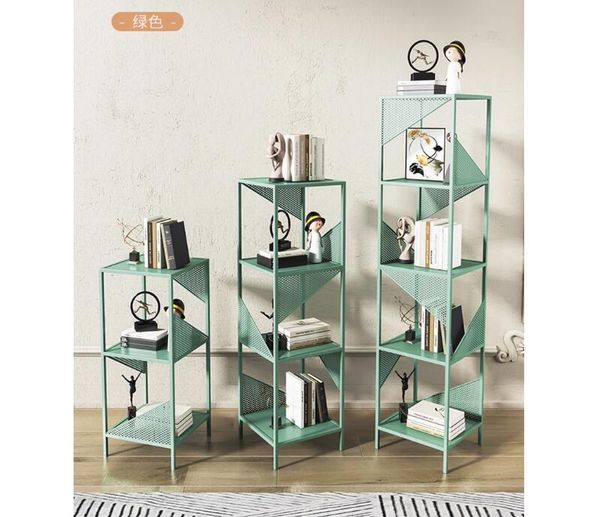 Iron art shelving for stylish living room floor decor and creative storage
