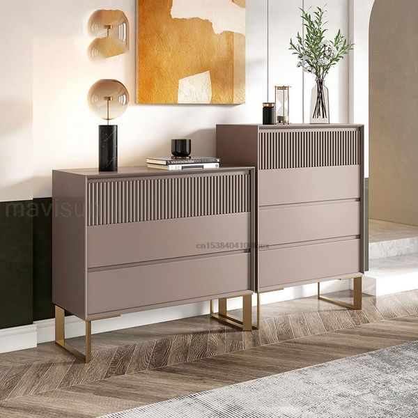 Italian Light Luxury Chest Of Drawer Cabinet Solid Wood Modern Minimalist Kitchen Storage Cupboard Buffet Household Furniture