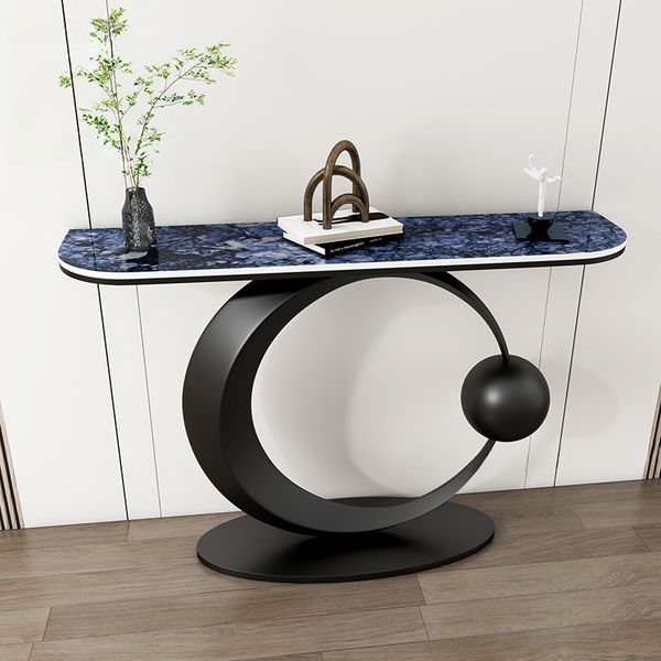 Italian Light Luxury Slate Console Tables Living Room Porch Tables Modern Entry Door Porch Cabinet Semi-circle Console Table