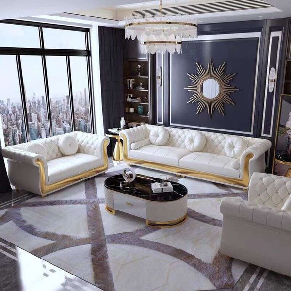 Italian modern leather sectional sofa set for hotel or living room