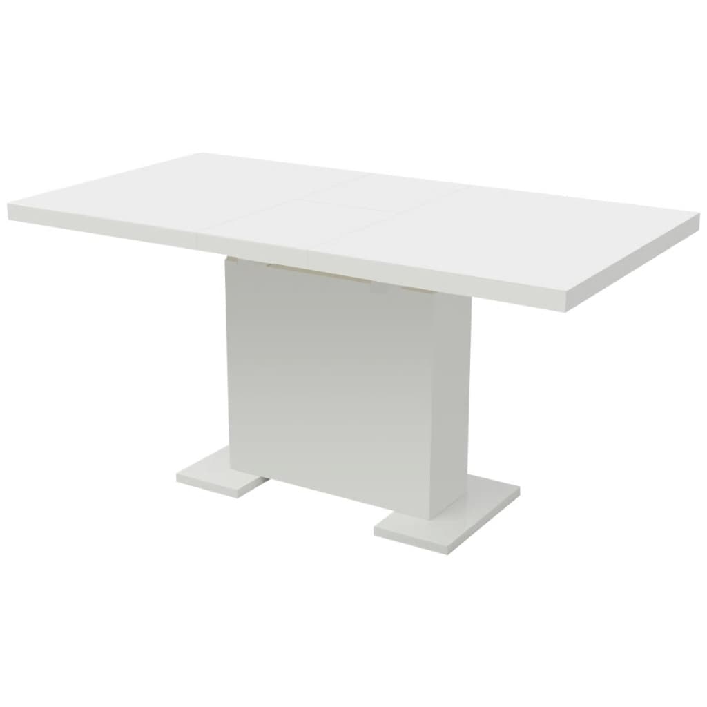 Kitchen Table High gloss white MDF and Steel Extendable