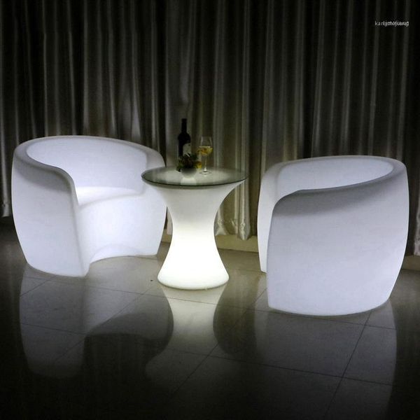 LED lighting furniture set for coffee shops, restaurants, and outdoor spaces including tables and chairs for leisure and business meetings