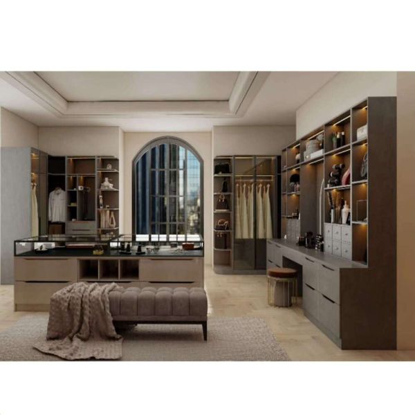 LED-equipped oset plywood wardrobe for bedroom, custom order requires customer service consultation
