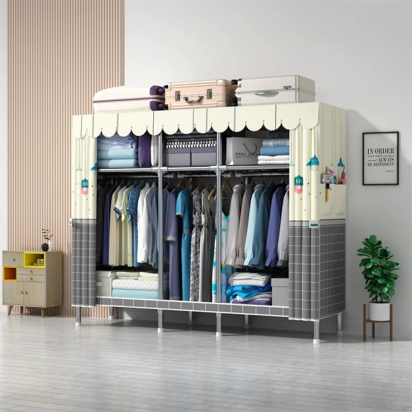 LEEGOHOME Foldable Closet with 23MM Steel Frame in 85-170cm Widths for Bedroom Storage