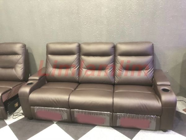 linlam electric reclining chair for leisure, cinema, and living room with genuine leather sofa and Nordic-style cup holders