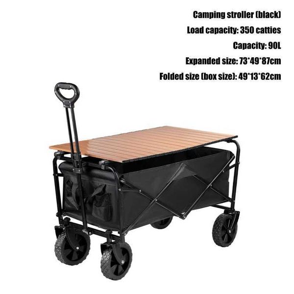 Load-bearing folding cart for oversized camper vans and outdoor picnics