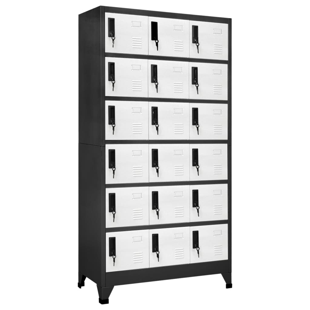 Locker Cabinet Anthracite and White Steel Large Locker Cabinet