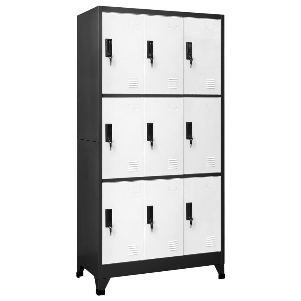 Locker Cabinet Anthracite and White Steel Large Locker Cabinet