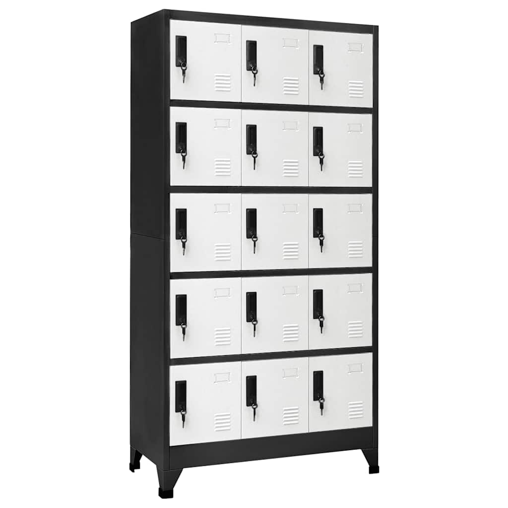 Locker Cabinet Anthracite and White Steel Large
