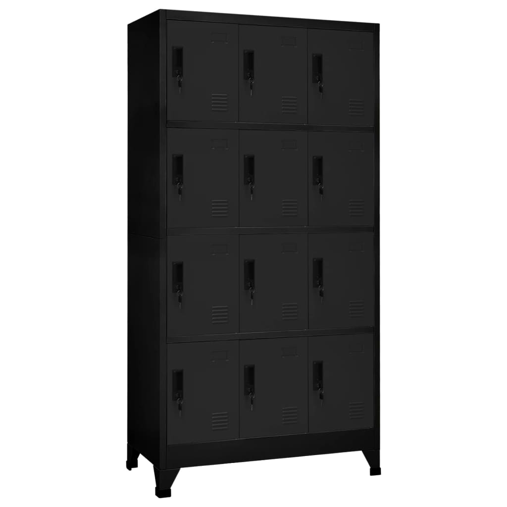 Locker Cabinet Black Steel Large Locks Locker Cabinet