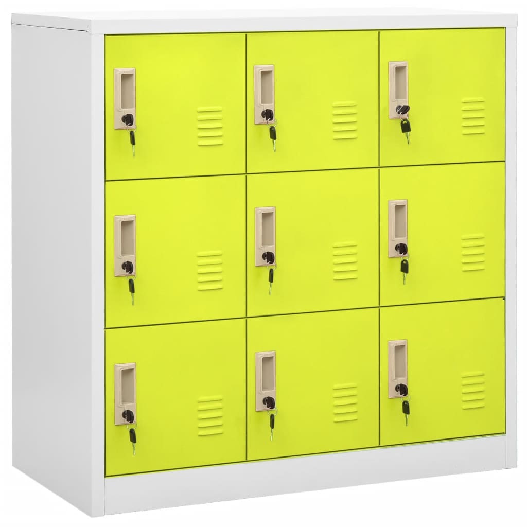 Locker Cabinet Light Gray and Green Steel Medium Locker Cabinet