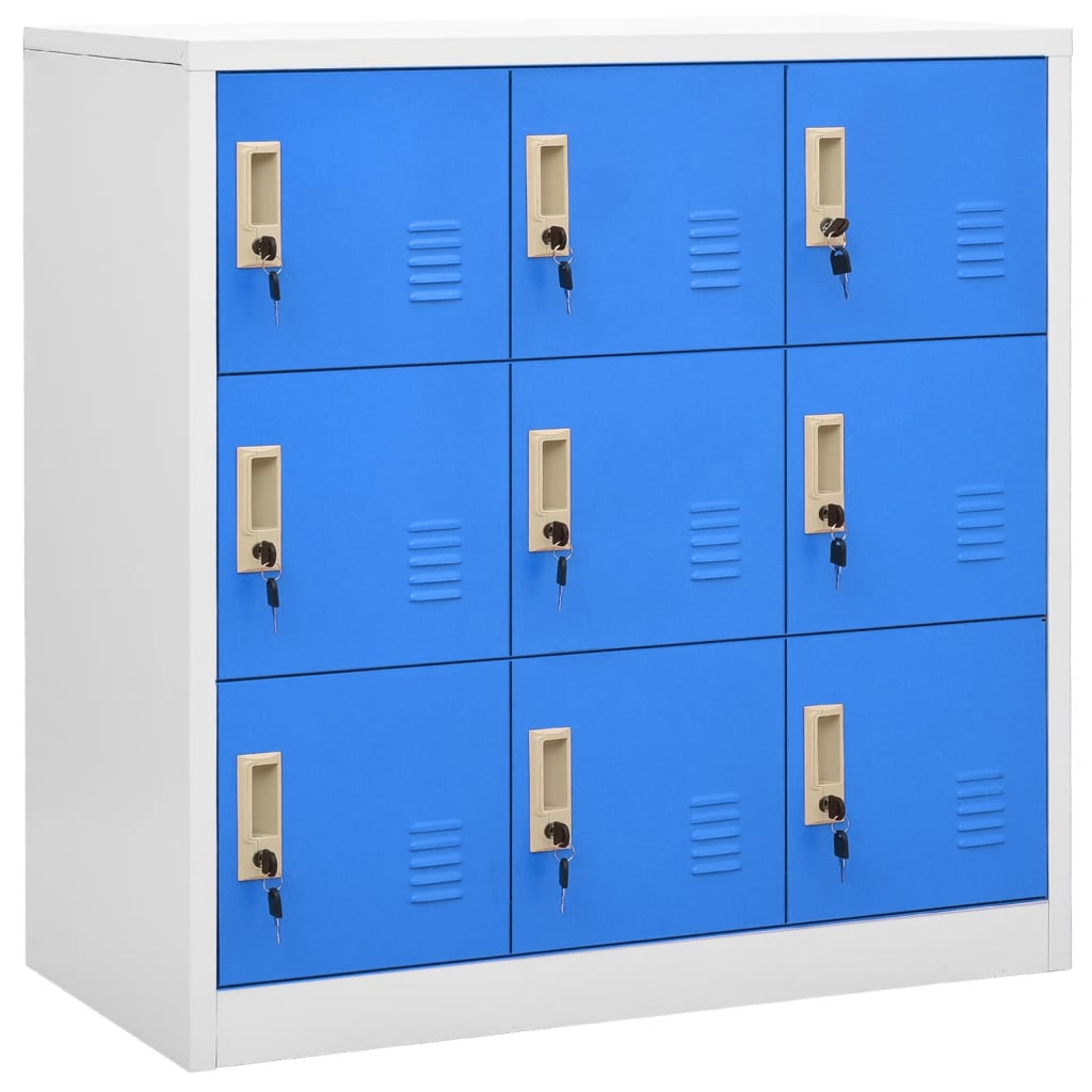 Locker Cabinet Light Grey and Blue Steel Medium Locker Cabinet