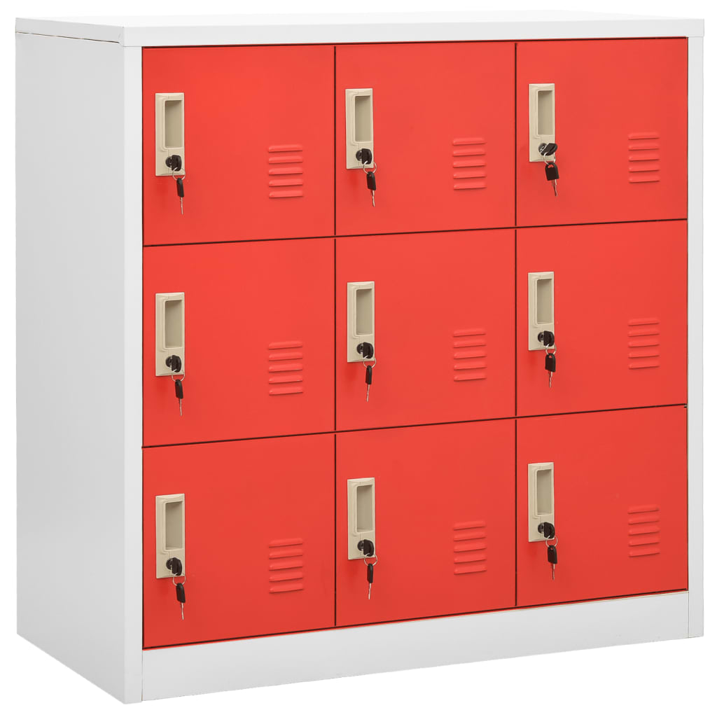 Locker Cabinet Light grey and red Steel Medium Locker Cabinet