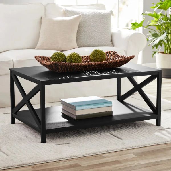 Mainstays black farmhouse-style rectangular coffee table