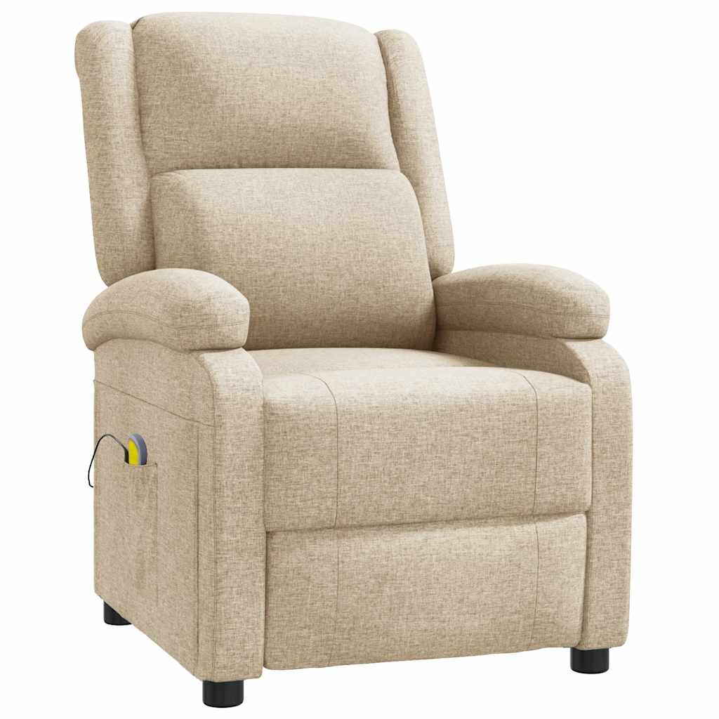 Massage Chair Cream Fabric, Metal, Wood Single Massage Chair