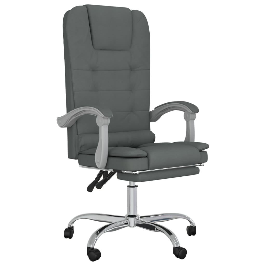 Massage Office Chair Dark Grey Polyester Adjustable