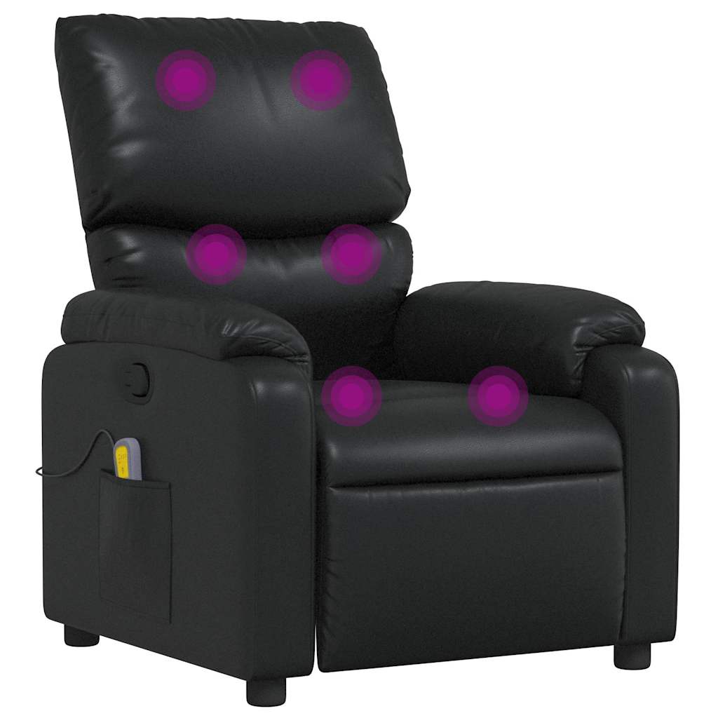 Massage Recliner Chair Black Faux leather, metal, plywood Single