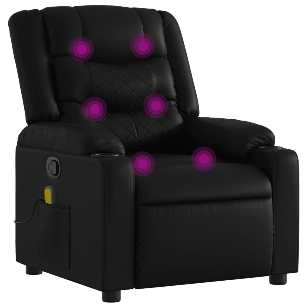 Massage Recliner Chair Black Faux leather, metal, plywood Single