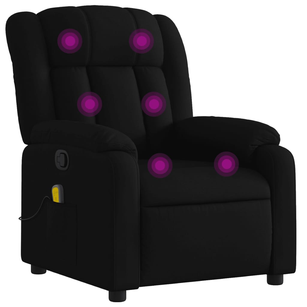 Massage Recliner Chair Black Polyester, Metal, Plywood, Foam