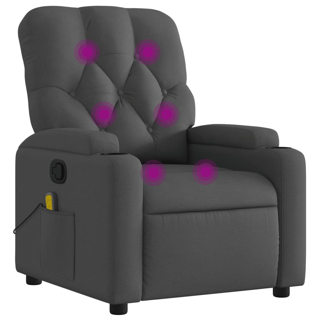 Massage Recliner Chair Dark grey Polyester fabric, metal, plywood