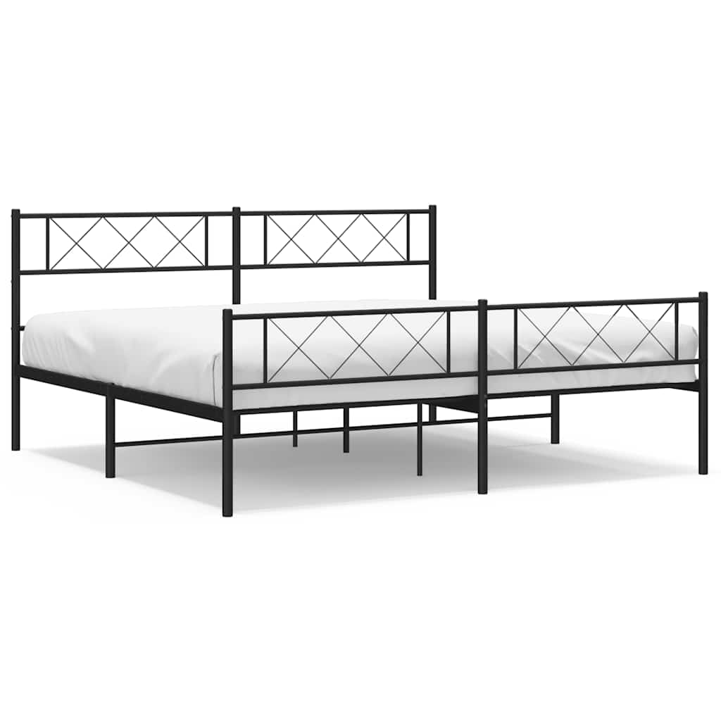 Metal Bed Frame Black Powder-Coated Steel 72 x 84 in