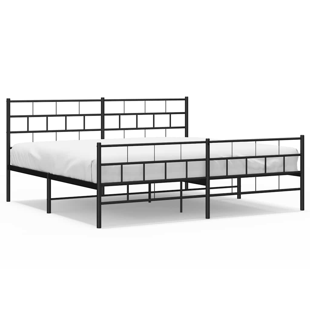 Metal Bed Frame Black Powder-Coated Steel 76 x 80 in Bed Frame