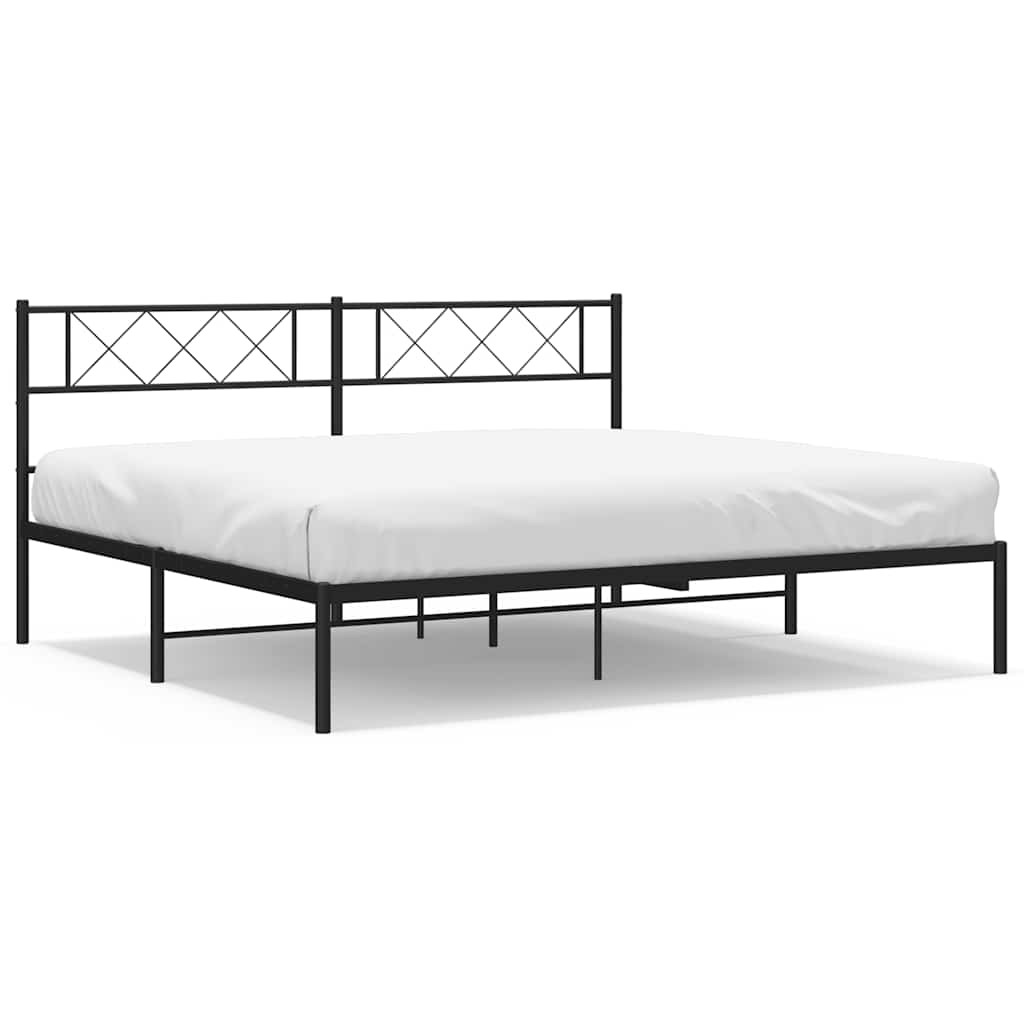 Metal Bed Frame Black Powder-Coated Steel Full Metal Bed Frame