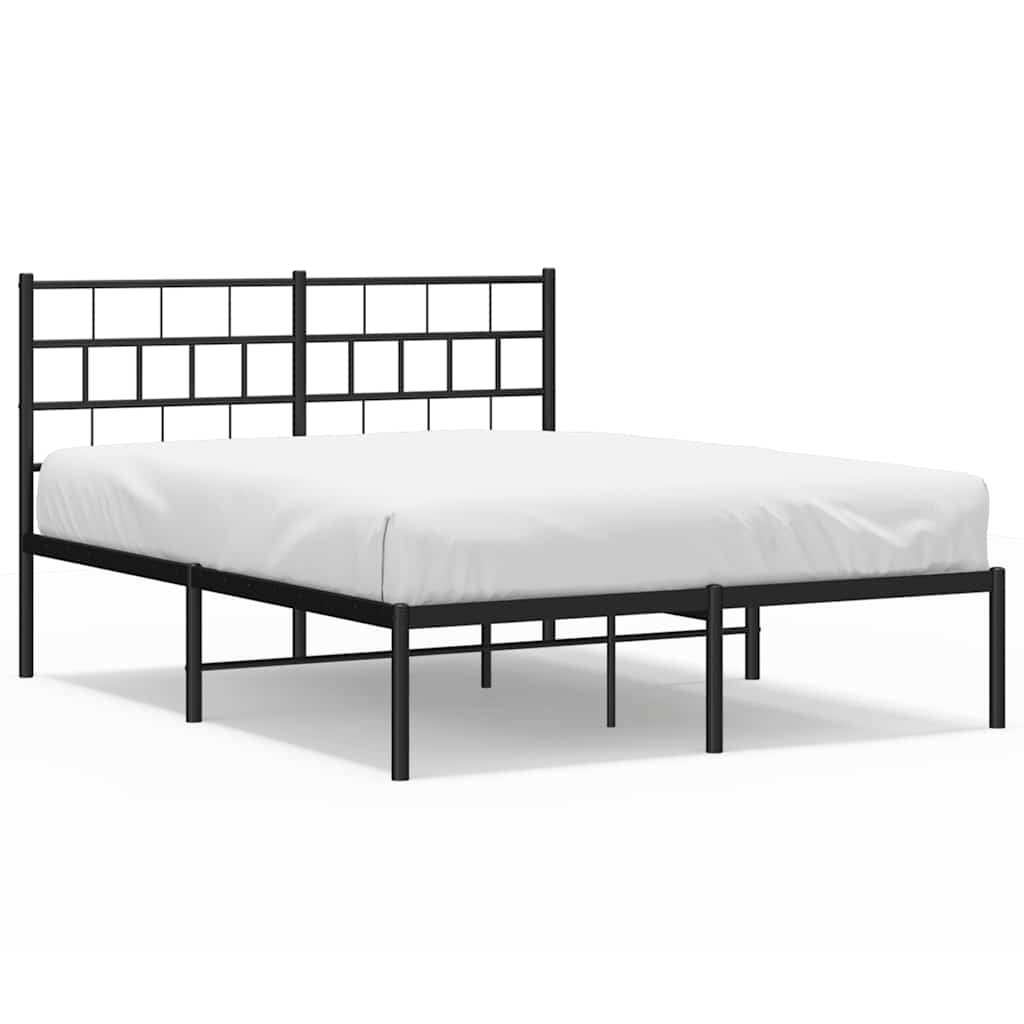 Metal Bed Frame Black Powder-Coated Steel King Metal Bed Frame