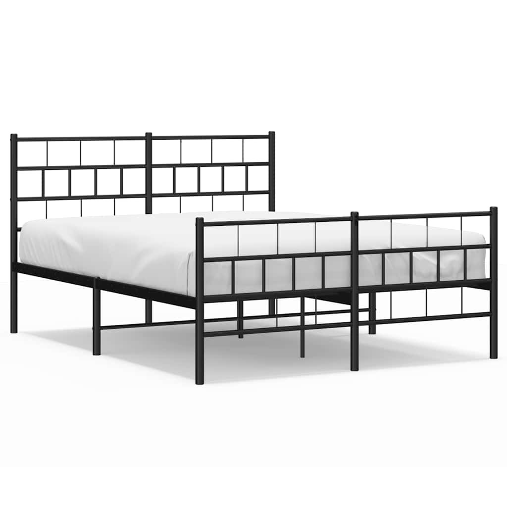 Metal Bed Frame Black Powder-Coated Steel King Size