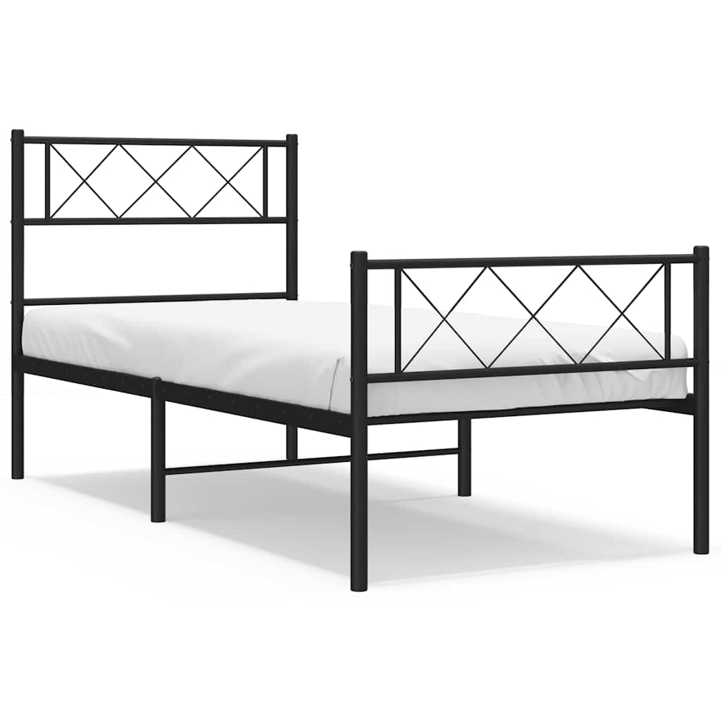 Metal Bed Frame Black Powder-Coated Steel Twin Metal Bed Frame