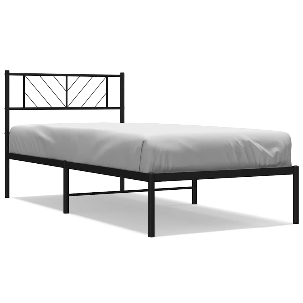 Metal Bed Frame Black Powder-Coated Steel Twin Metal Bed Frame